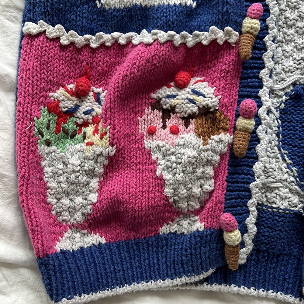 Vintage Hand Knit Ice Cream Sweater Vest - Picture 4 of 9